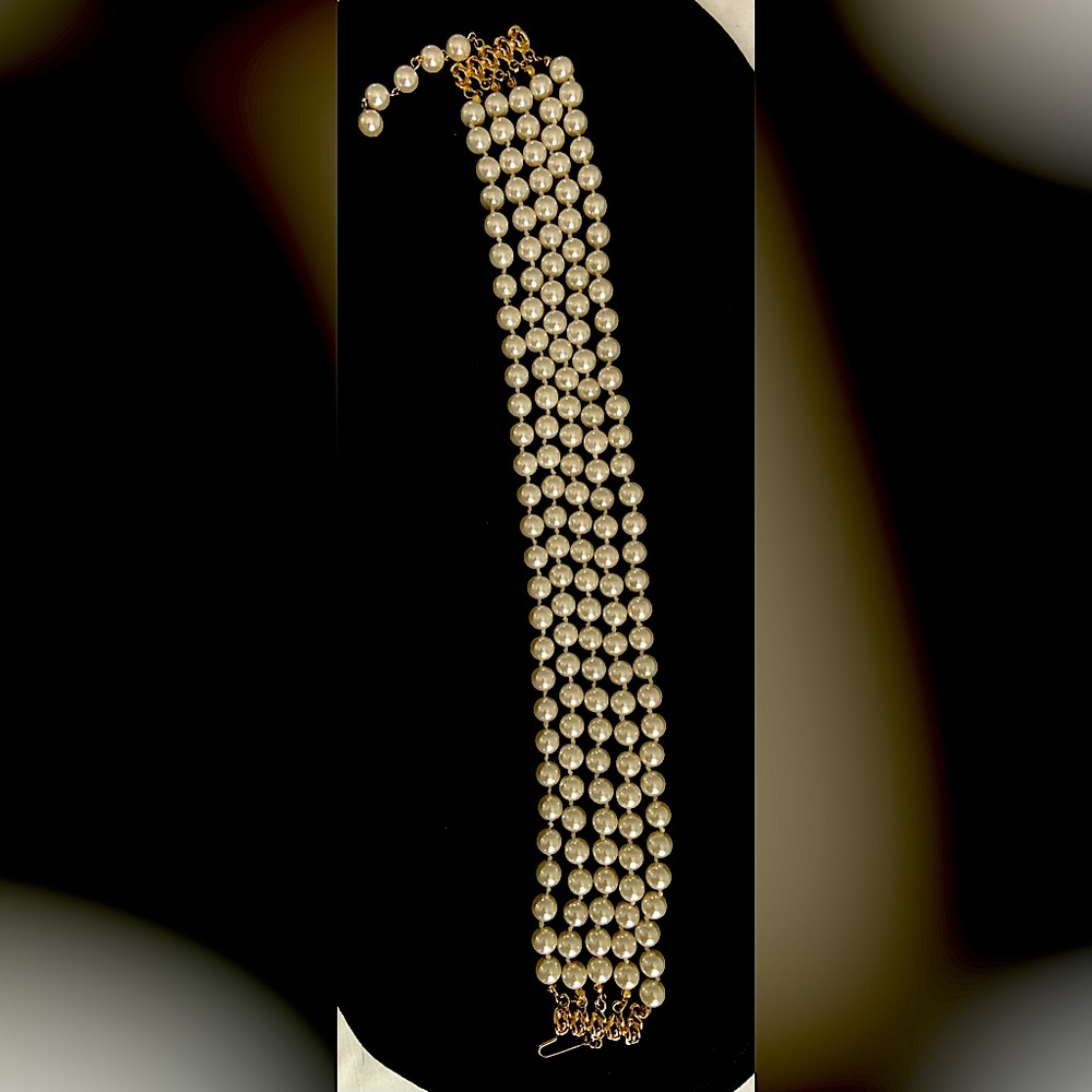 Vintage 5-strand adjustable choker pearl necklace